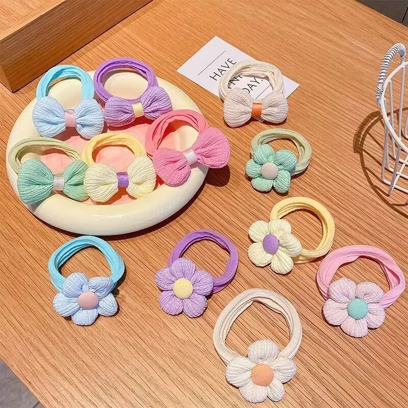 

12Pcs/Set Cut Hair Ties Princess Sweet Flower Bow Girls Women Elastic Hair Bands Hair Accessories Headwear