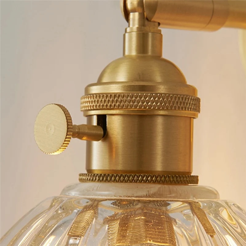 

A76X-Bedside Lamp Luminaire LED Wall Light Fixture Vintage Amber Glass Pull Chain Switch Study Restaurant Home Decor Loft