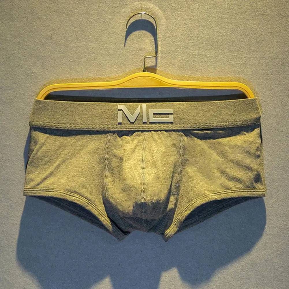 Men Boxer Underwear Low-rise Elastic Waistband Letter Print Shorts Briefs U-convex Breathable Sweat-Free Fabric Briefs 95