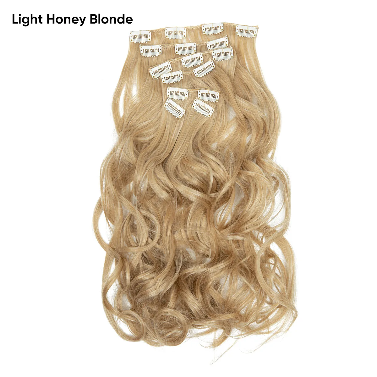 Blonde Wavy Hair Extensions, Synthetic Heat-resistant Fibers, Thick Hair, 7-piece Set, Women's Style