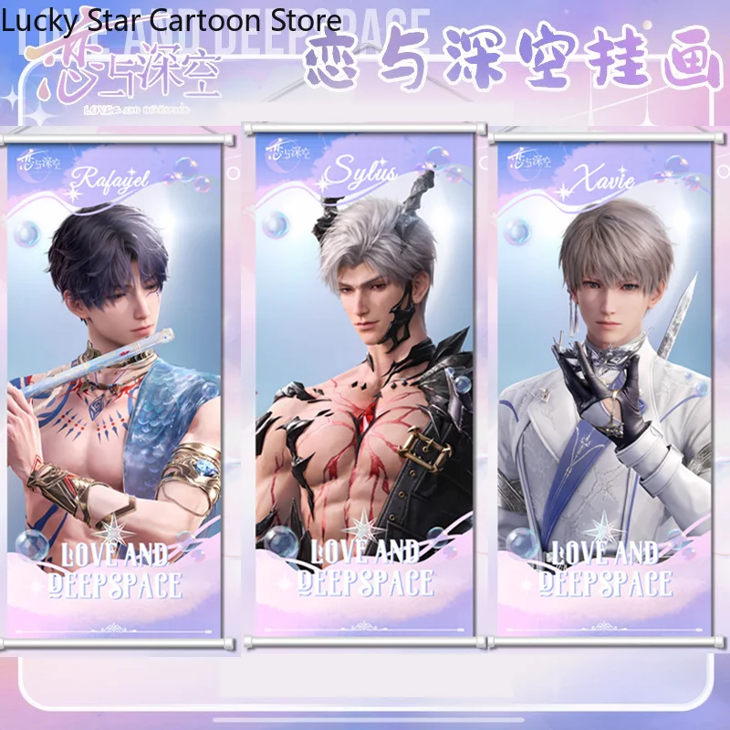 คอสเพลย์ความรักและ Deepspace Sylus อะนิเมะ HD Scroll โพลีเอสเตอร์พีชผิวแขวนผนังภาพวาดตกแต่งบ้านโปสเตอร์ Wall Art Room ของขวัญ