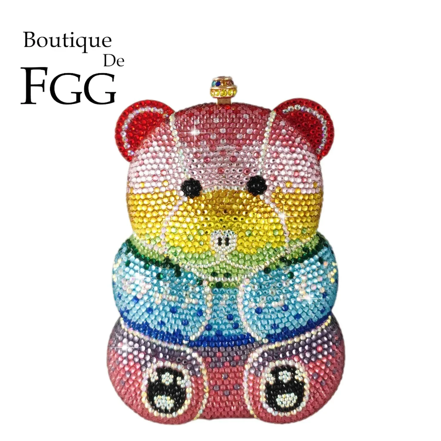 Boutique De FGG (w magazynie) Teddy sprzęgło Minaudiere torba damska kryształowa wieczorowa torebki i portmonetki weselna torba z kryształkami