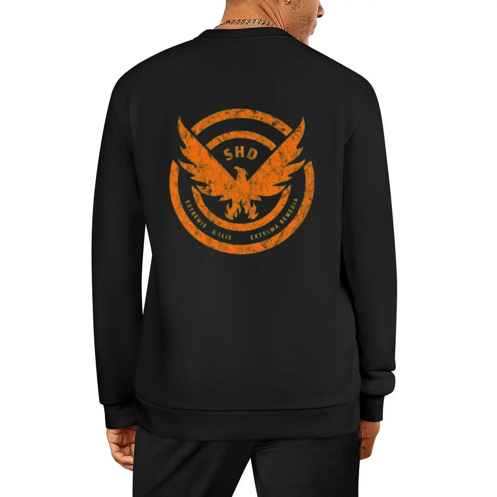 

The Division SHD Logo Distressed Orange Pullover autumn clothes men wear clothes for men sweatshirts