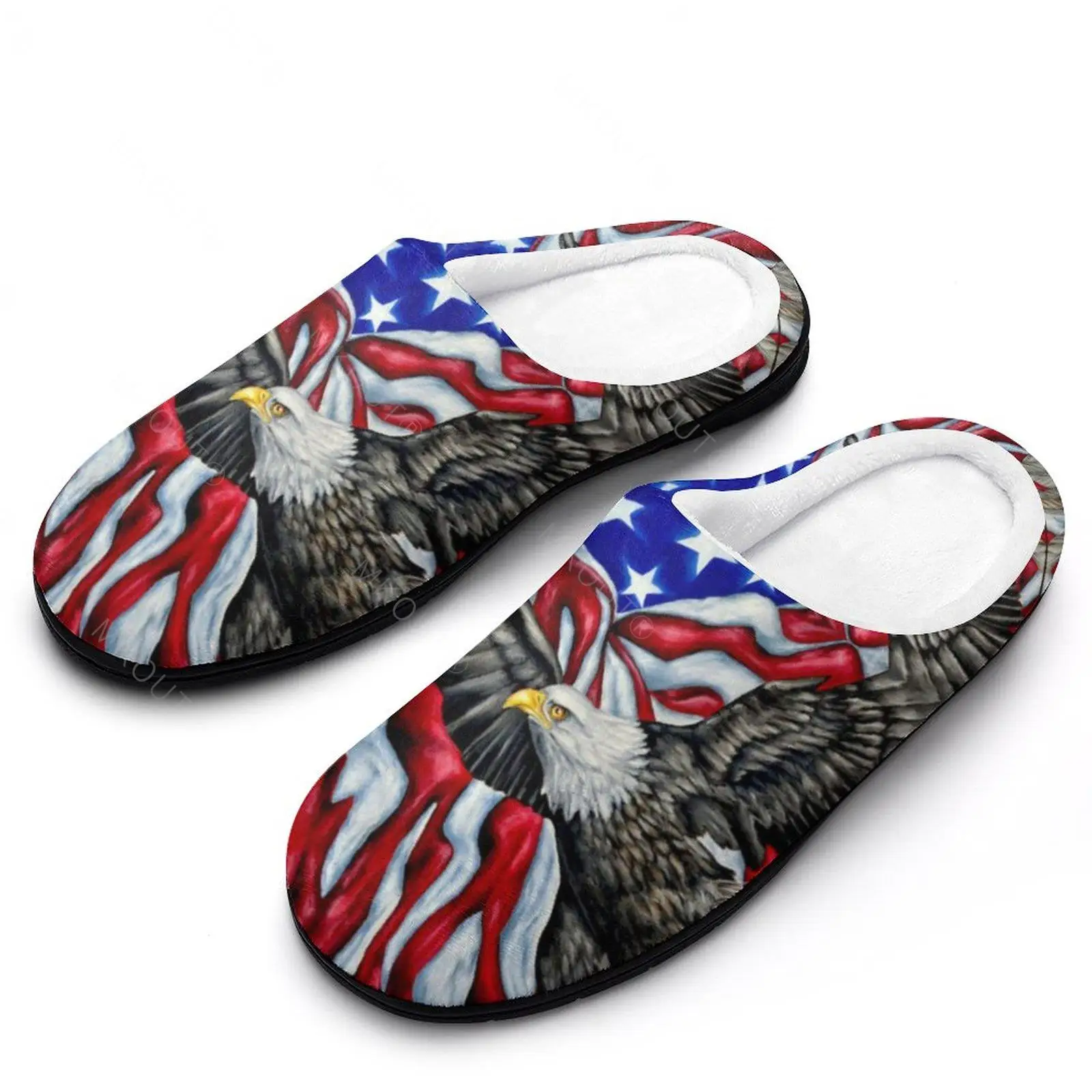 Winter Warm Slippers Eagle (5) Men Women Cotton Slides Non-Slip Couple Indoor House  Flat Loafer SandalFemale Shoes