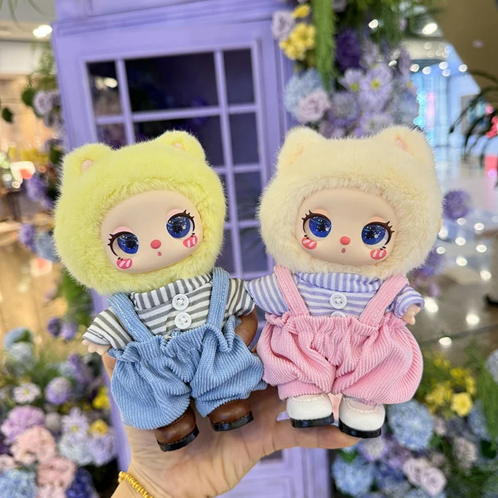 Liila LUCKY CAT 아이돌 핑크 미니 봉제 인형 의상 액세서리, 블루 스트라이프 블루머 의류 선물, 17cm