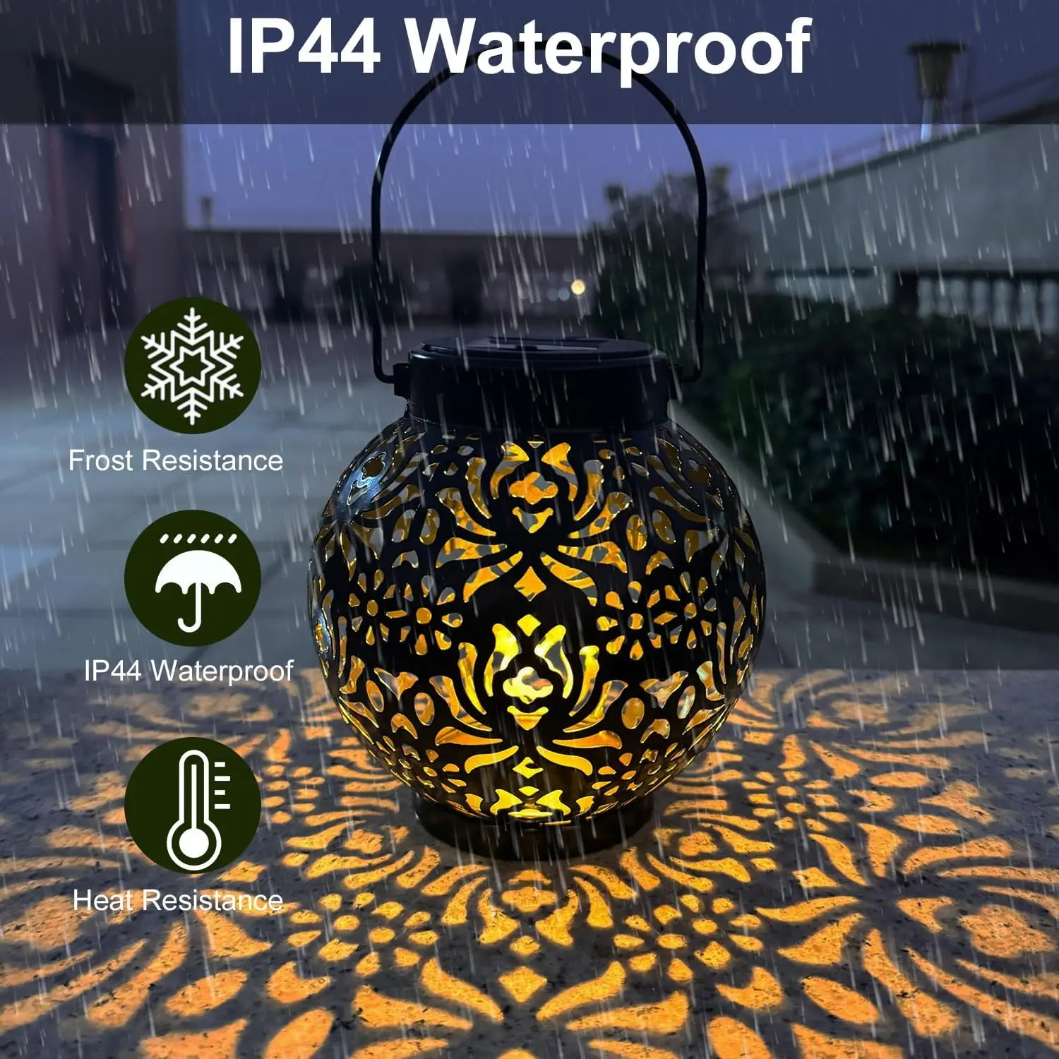 أضواء فانوس معلقة بالطاقة الشمسية في الهواء الطلق مقاومة للماء أضواء الطاولة الشمسية مع مقبض LED الشمسية المعدنية ديكور حديقة مصباح للطاقة الشمسية