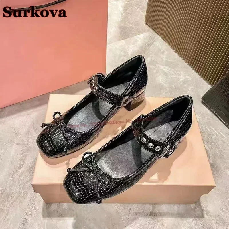 

Туфли Мэри Джейн с металлической пряжкой для женщин, туфли-лодочки с квадратным носком и бантом, повседневные удобные туфли на плоской подошве для сцены и вечеринки, женские 40