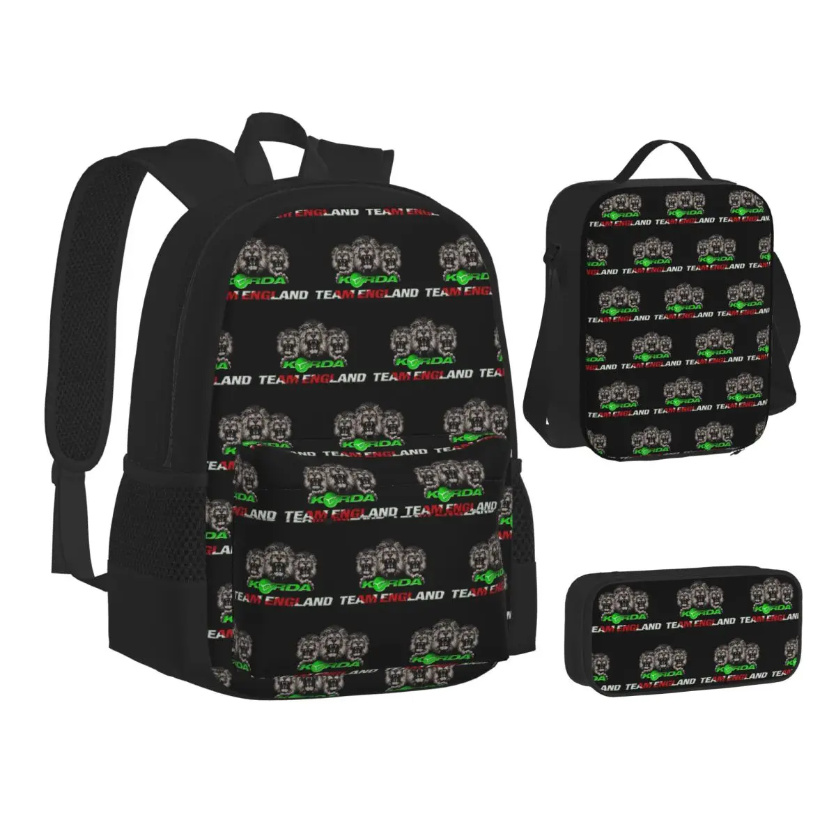 Custom Korda Fishing Logo Backpacks Boys Girls Bookbag School Bags Children Rucksack Lunch Bag Pen Bag Three-Piece Set