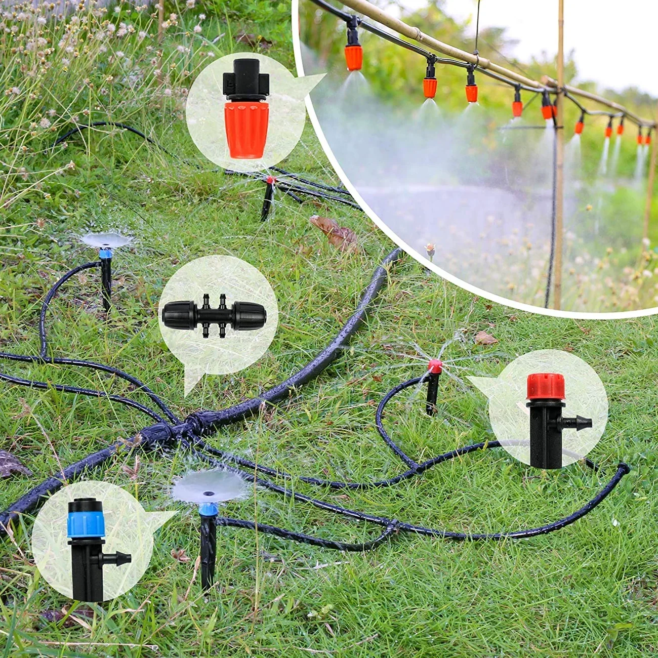 

226FT Greenhouse Micro Drip Irrigation Kit Automatic Irrigation System Patio Misting Plant Watering System