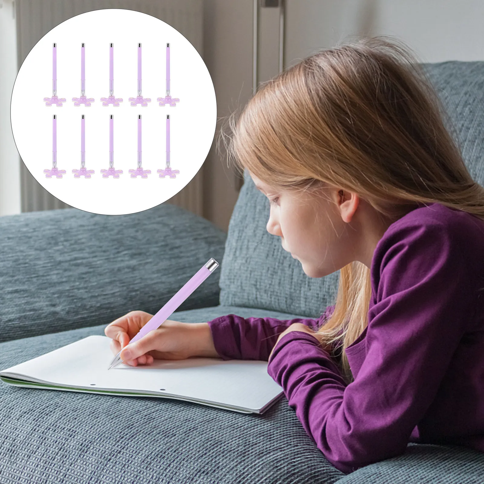 

Набор из 10 очаровательных ручек со средним наконечником и держателем для телефона на присоске, гладкое письмо, защита от протекания, для девочек и мальчиков