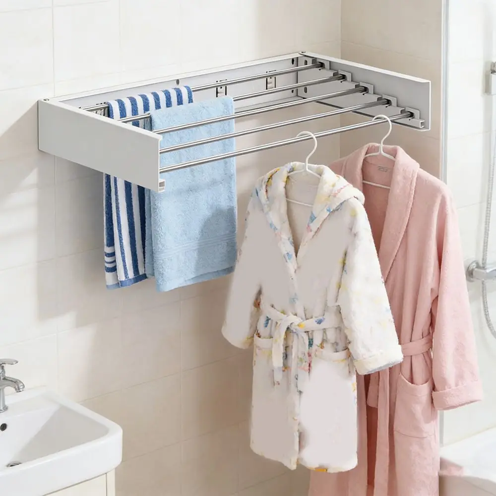 Carbon Steel Invisible Clothes Drying Rack 60CM Wall Mounted Hidden Drying Rack Large Capacity Heavy-Duty