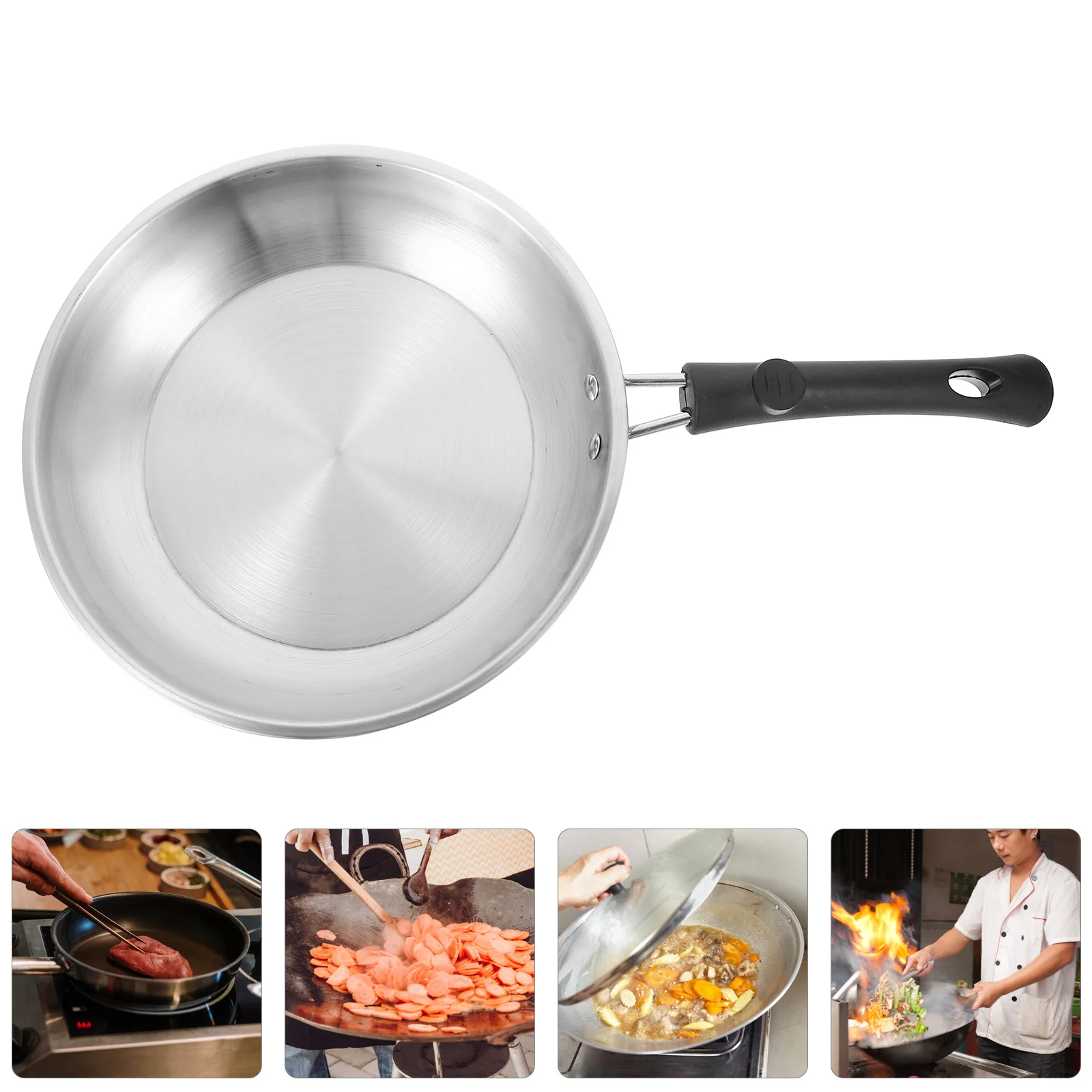 Non-stick Breakfast Pan Stainless Steel Deep Fryer Pot Frying Pans Omelet Flat Cooking Griddle