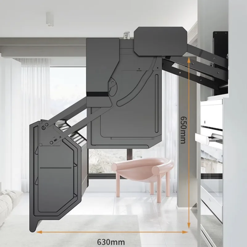 Modern Kitchen Cabinet Lift System Drop-down Basket Cabinet Drop-down Glass Storage Basket Lift Storage Organizer Elevator