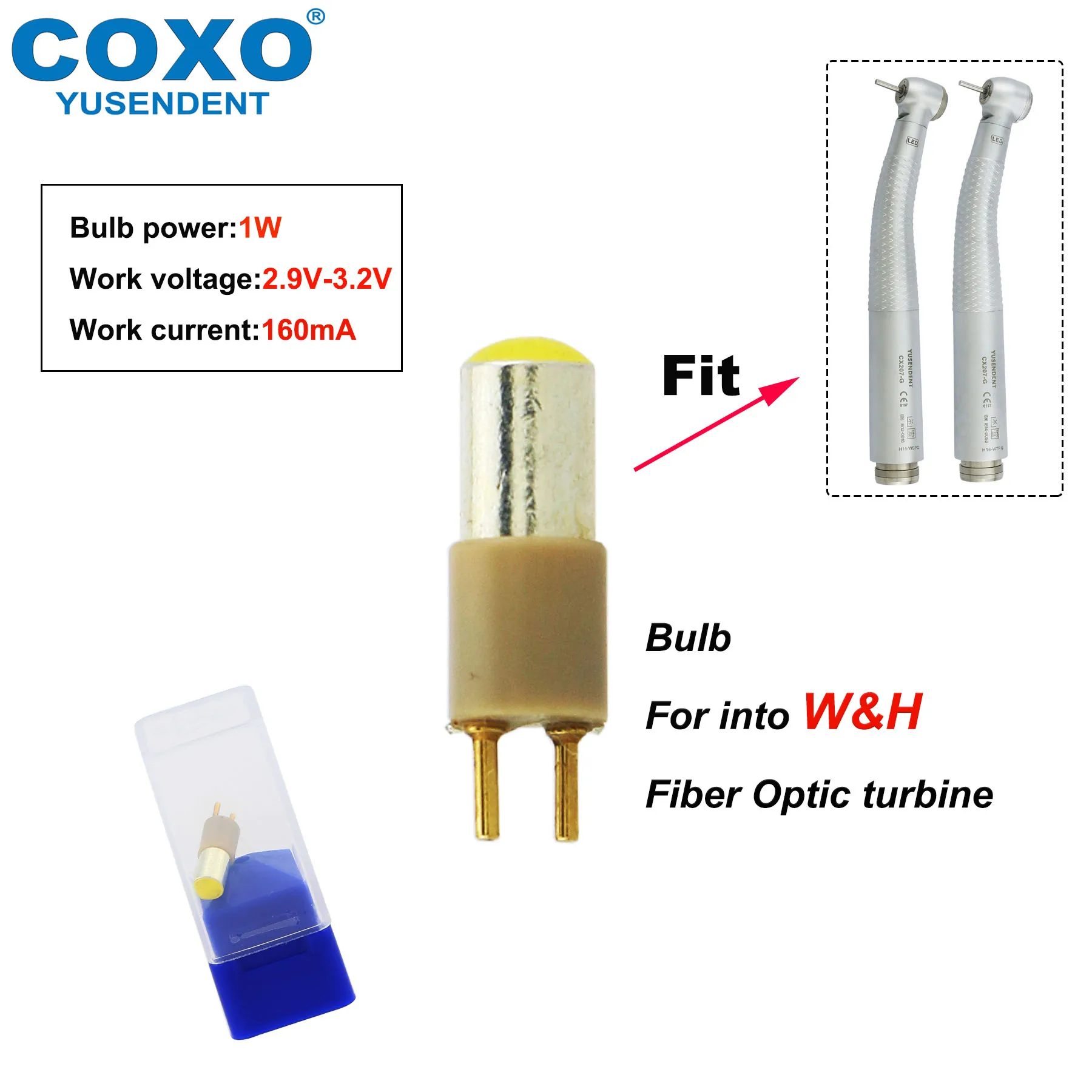 COXO Dental-Handstücke, Glasfaser-Hochgeschwindigkeits-Turbine, E-Generator, Mini-/Standard-/Torque-Kopf, 6-poliger Koppler, passend für KAVO NSK WH Sirona
