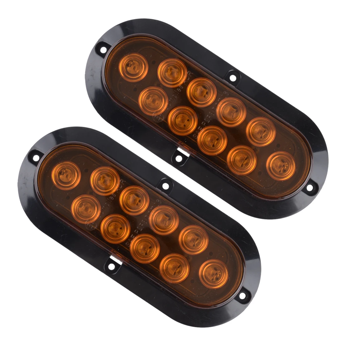 

2Pcs 12V Amber 10 LED Oval Stop Turn Signal Tail Backup Reverse Brake Light Universal for Truck Trailer Cargo Tractors Bus