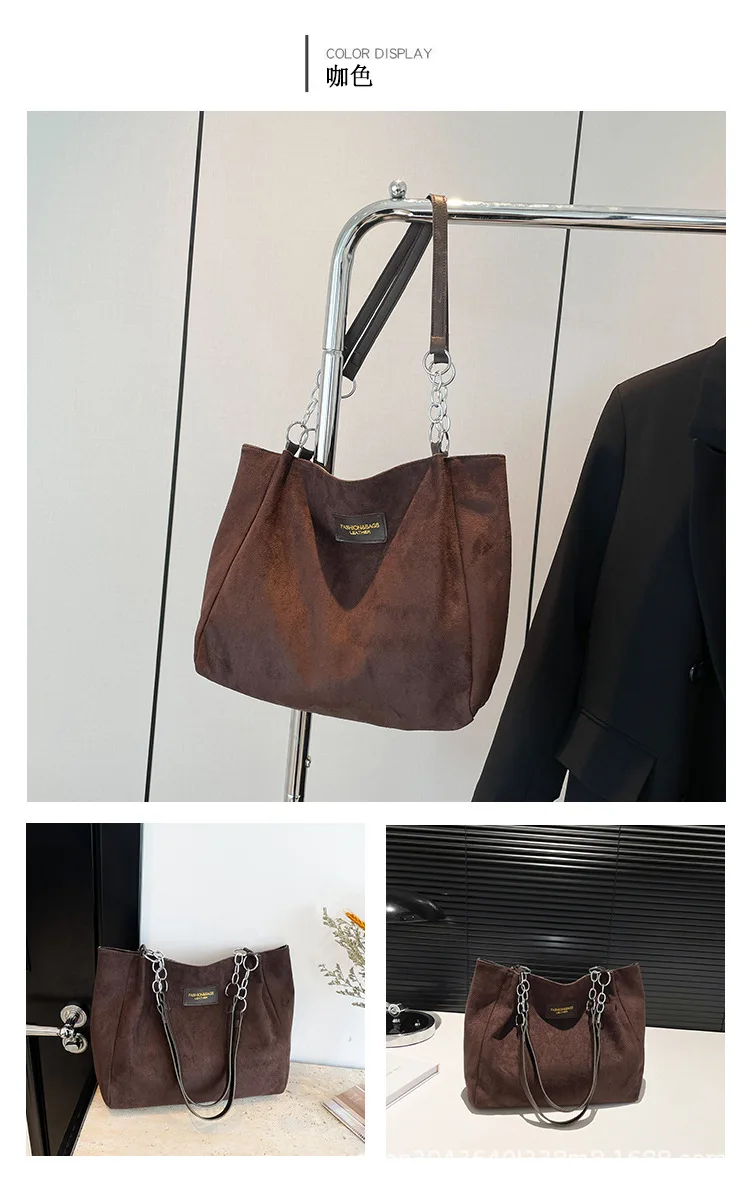 ワンショルダーバッグ付きレディース大容量スエードスタイリッシュ通勤トートバッグ