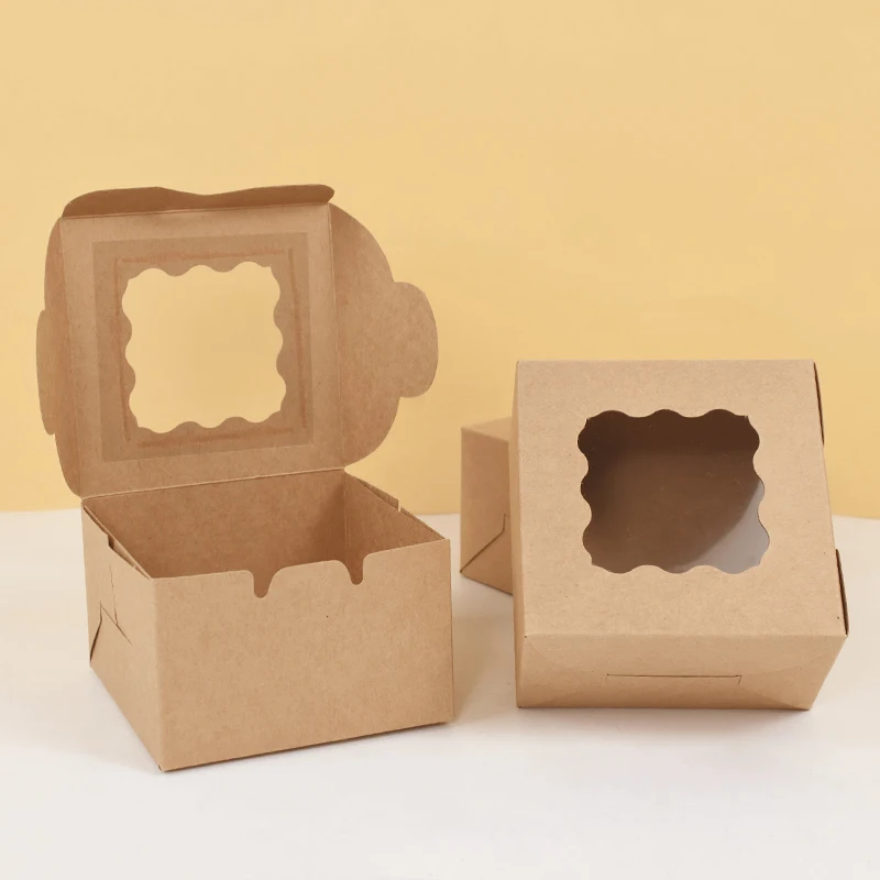 Cajas de papel blancas para pasteles, embalaje con ventana, para hornear magdalenas y muffins, ideal para decoración de fiestas de cumpleaños y bodas, 5/10 piezas