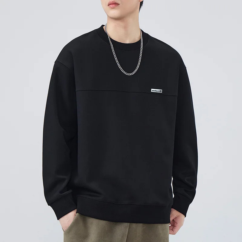 【Mirrordust】Long Sleeve Round Neck Heavyweight Sweatshirt Spring and Autumn Split Design Casual2025New Loose Pullover Top