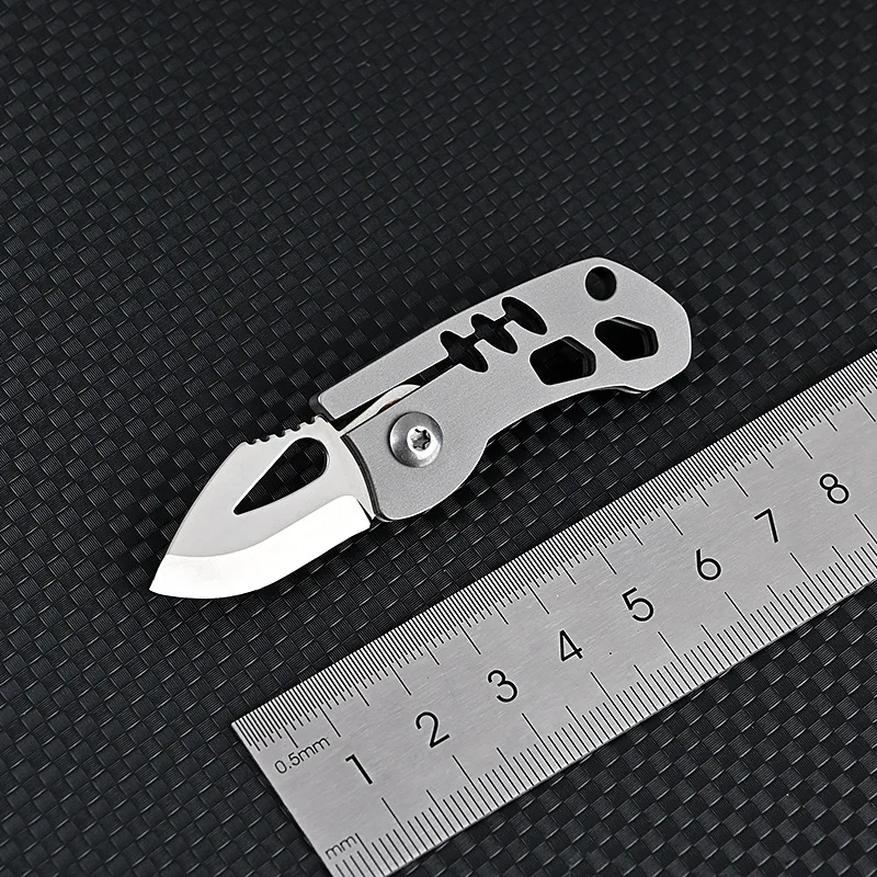 Titanium Alloy MINI Folding Knife High Hardness D2 Handle Fruit Knife EDC Express Pocket Knife Gift Outdoor Tool Key Chain Penda