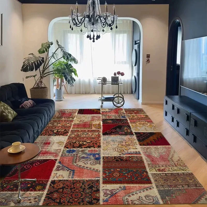 Living Room Carpet Stain-resistant Wear-resistant Floor Mat Comfortable Loop Pile Rug Retro Style High-end Sofa Home Decor Rugs