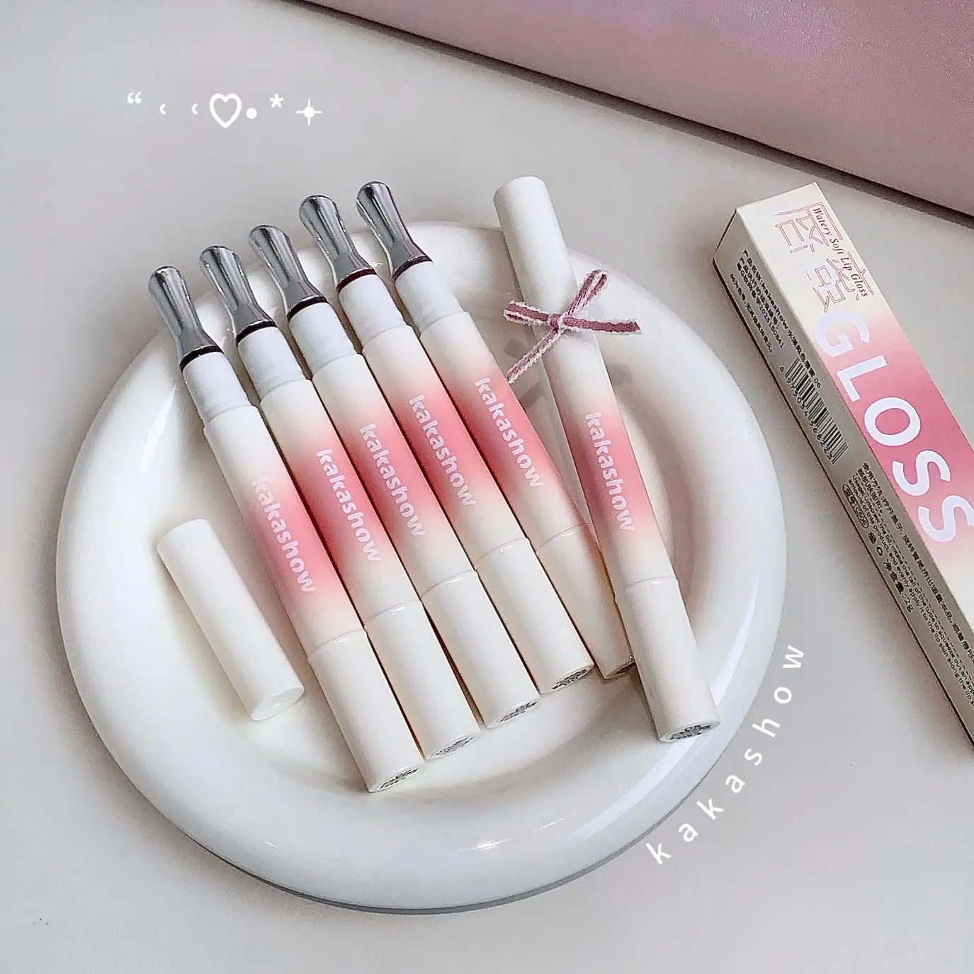 Batom Hidratante Kakashow Mirror (Ponta de Ferro), Gloss Labial em Gel, Gloss Labial Hidratante em 6 Tons Nude Naturais, Cosméticos