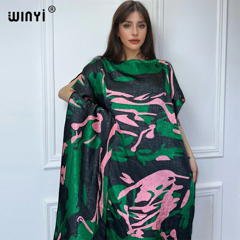 

WINYI high quality muslim african dresses for woman traditional outfit abaya dubai luxury print Kaftan Elegant Maxi Length Dress