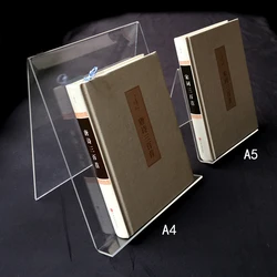 Acrylic Book Display Holder, Record Album Display Stand, Bookshelf, Bookstore, Bracket, Size A4, A5, A6, 2Pcs