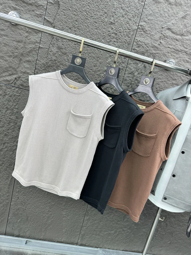 

Men's Knitted Cotton Vest Comfortable round Ne Casual Sle Faionable Autumn Winter Warm Pampa& Stand Fit Basic Urban