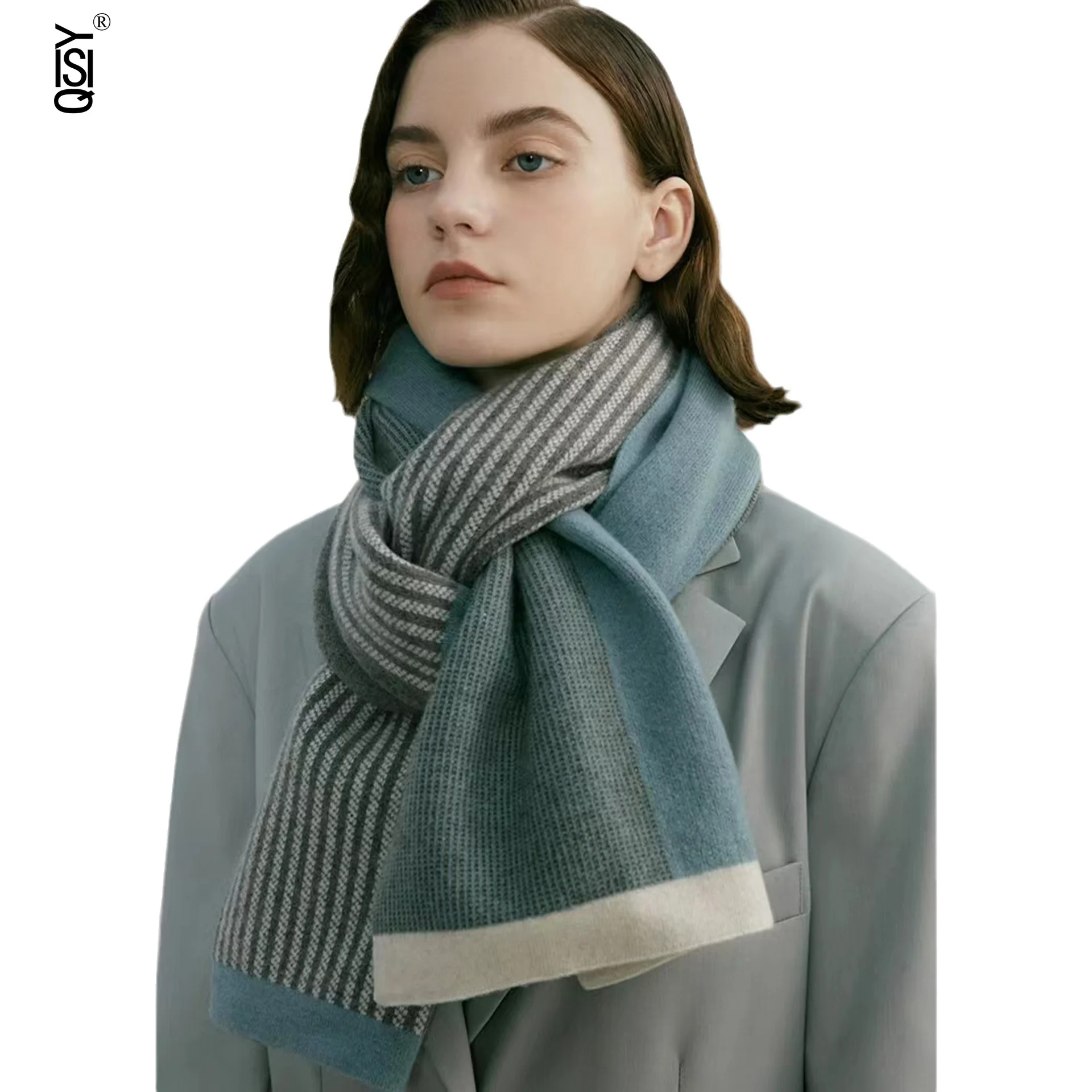 

Korean Style High-end Polka Dot Two-color Scarf, New Warm Jacquard Knitted Scarf for Women in Autumn and Winter