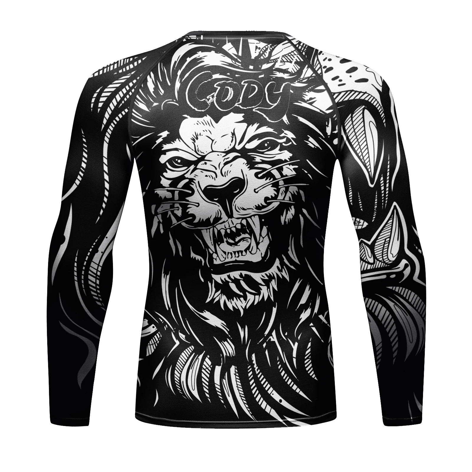 Men Compression Gym T-shirts Sublimation Print BJJ Jiu jitsu gi Rash Guards Grappling Boxing Training Tops Muscular Sports Tees