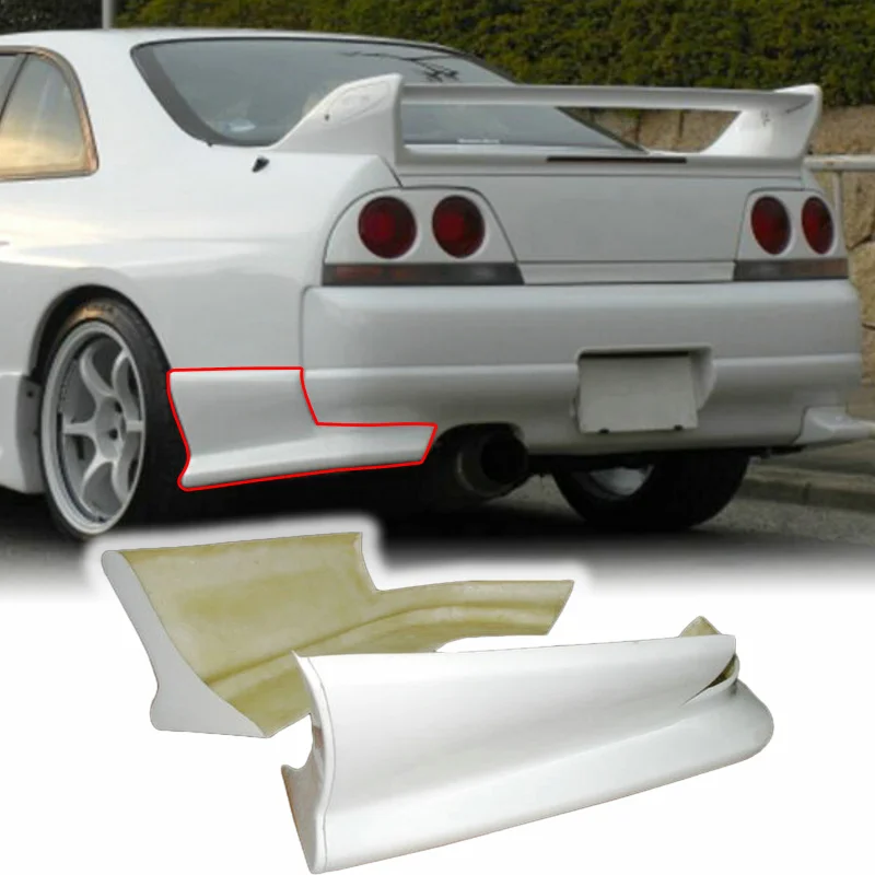 

suitable forFor R33 Skyline GTS TS Style FRP Fiber Black or Unpainted Rear Bumper Spats Car Accessories Exterior Bod