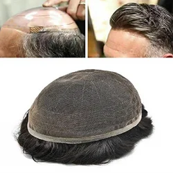 Full Lace Base Human Hair Systems Men Toupee Unit Men's Wig Breathable Male Capillary Prothesis Natural Wig For Men Real Hair
