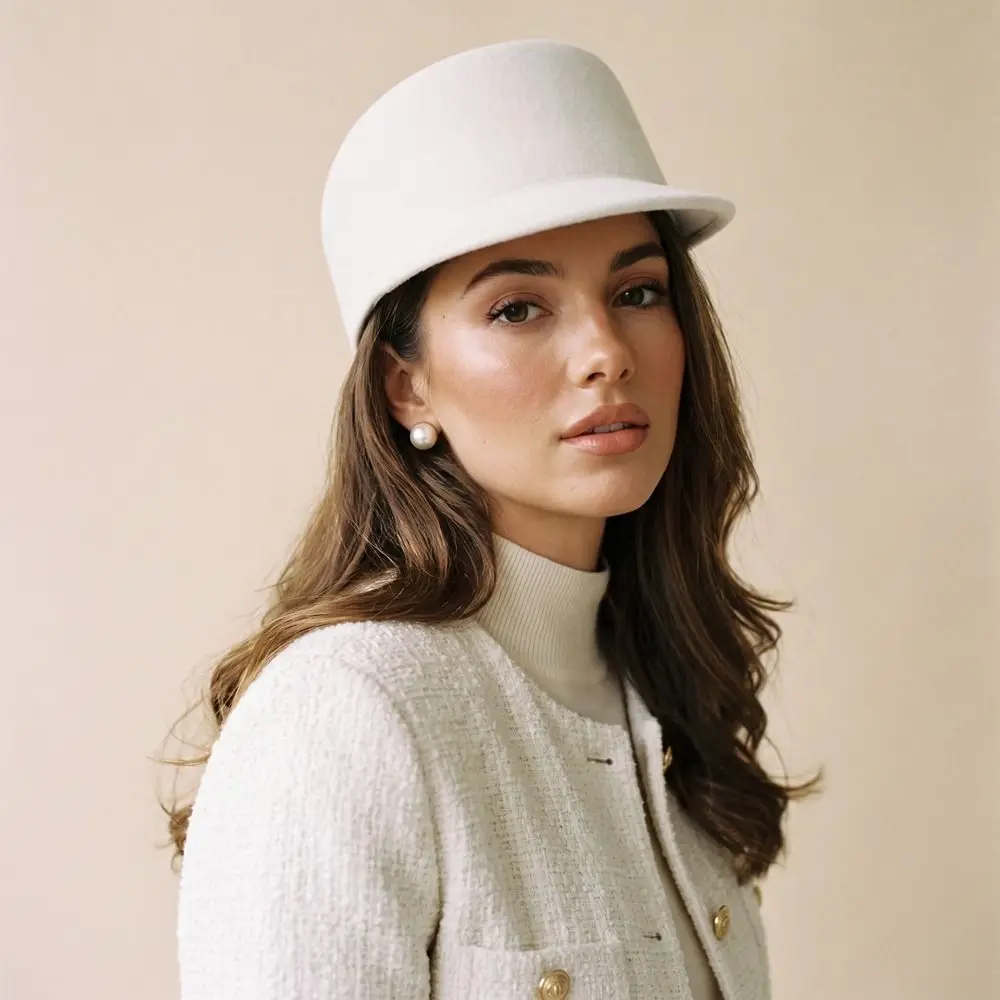 Vintage British Style Wool Equestrian Hat Retro Charm Beret Elegant Solid Color Fascinators Hats Cocktail Event