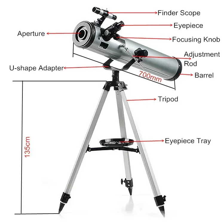 Teleskop astronomiczny 76700, profesjonalny, wysokiej jakości reflektorowy monokularowy teleskop dla początkujących dzieci ze statywem