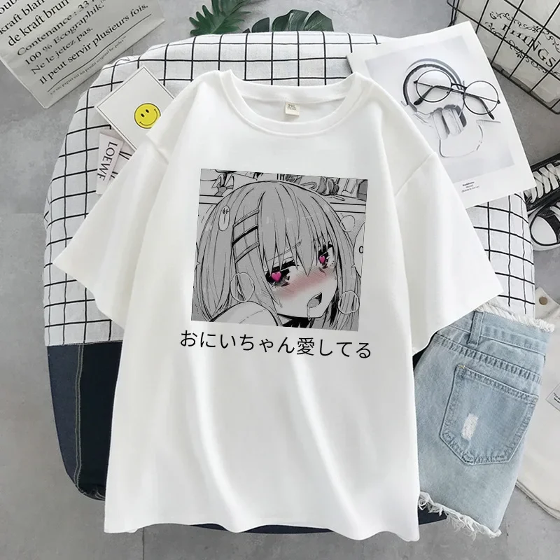 Letnia moda in Retro Cartoon wydruk graficzny kobiety koszulki nowy Harajuku luźne z okrągłym dekoltem z krótkim rękawem bluzki Unisex