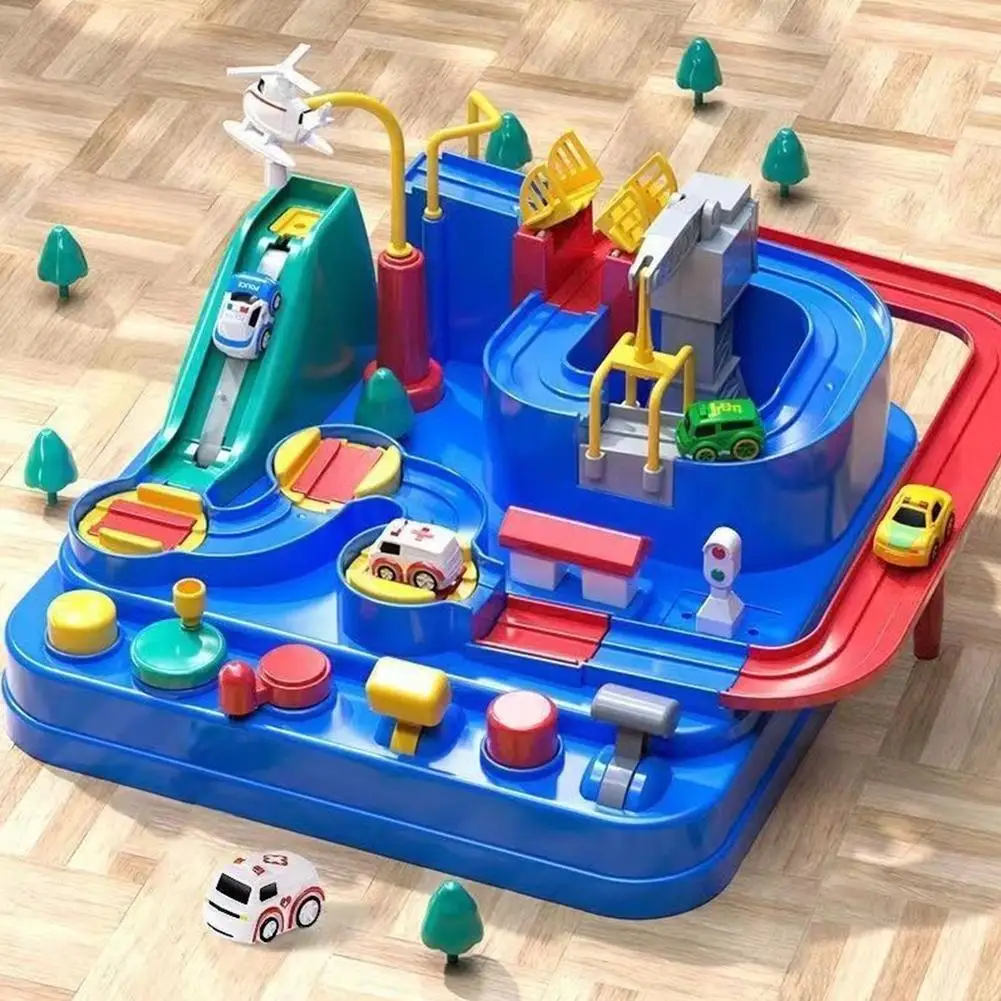 Electric Track Parking Building Car Toy Racing Rail Car Train Track Toy for Children Gifts Mechanical Adventure Brain Table Game