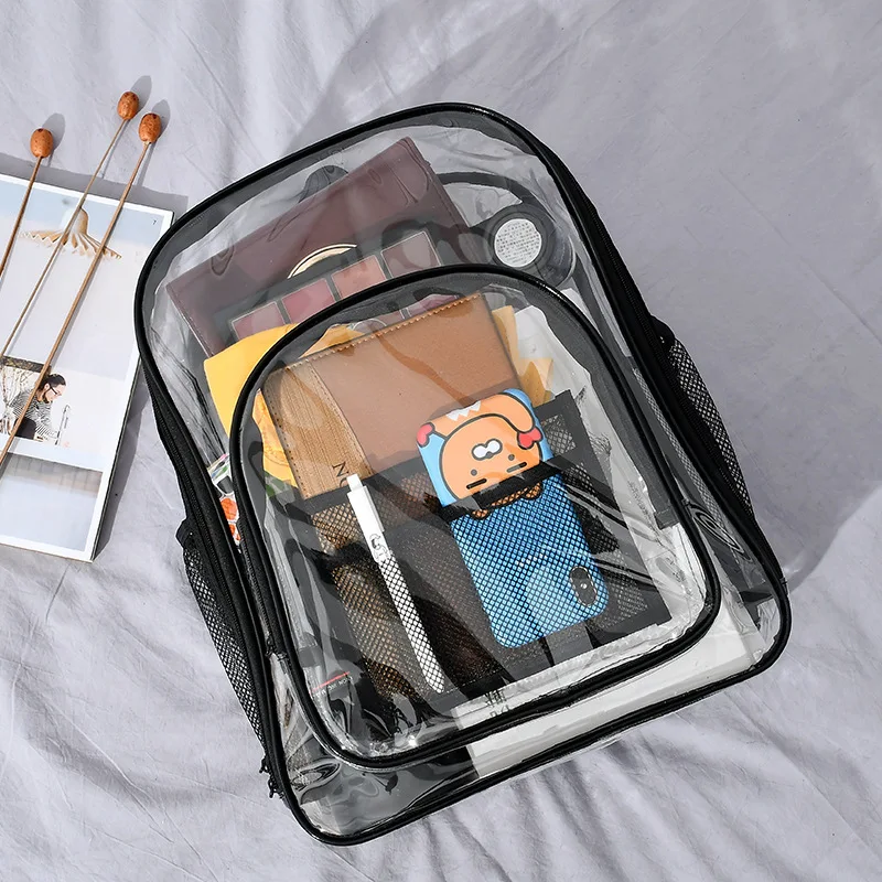 New Pvc Transparent Backpack Rainproof and Waterproof Ultra-light and Large-capacity Security-free Boarding Transparent Backpack