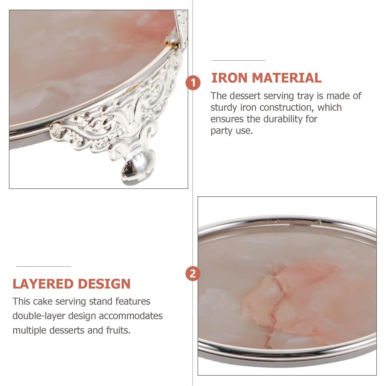 

Double Tier Cake Stand Iron Dessert Display Tray For Party Wedding Event Multi-Layer Serving Stand Portable Fruit Dessert