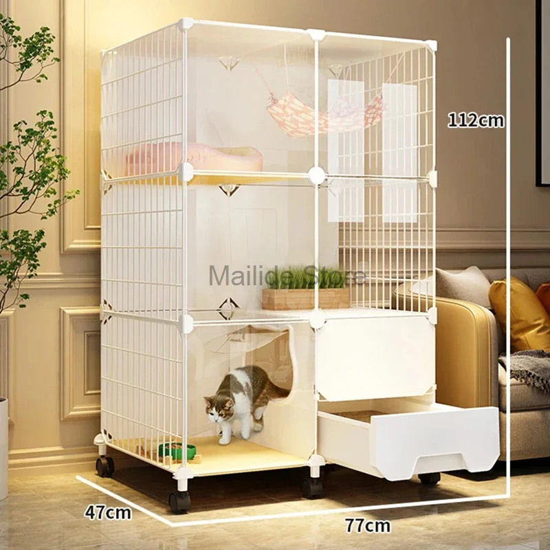 

Cat Cages Home Indoor Cat Litter Box Integrated Cat House Simple Cat Villa Toilet Super Large Free Space Pet Products Cat Cage