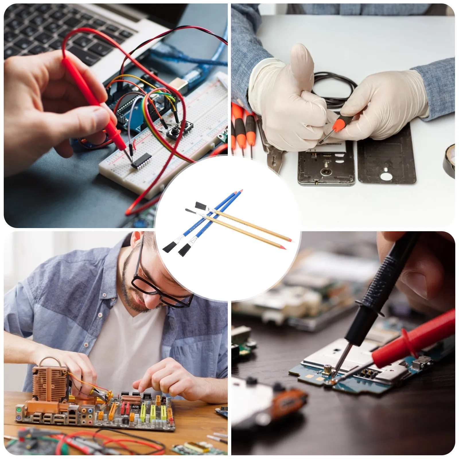 

Набор из 4 уникальных щеток-ручек для удаления ржавчины, легкий портативный дизайн, для ремонта печатных плат, предварительной очистки, удаления остатков ржавчины и клея