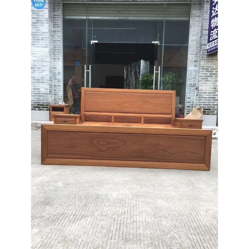 Teak, solid wood, large bed, full pomelo, box, bed