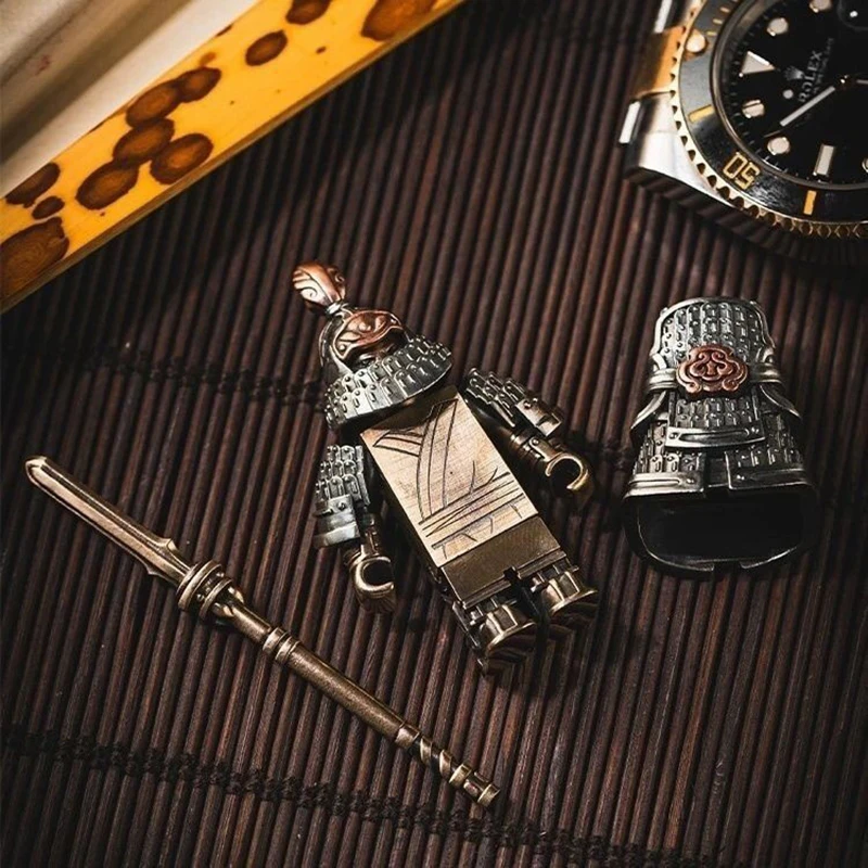 ตัวต่อ Jin Wu Zhu's Armored Heavy Cavalry Soldier Tie Fu Tu MOC ของเล่นตัวต่อแม่เหล็กโลหะละเอียด วัสดุทองแดง