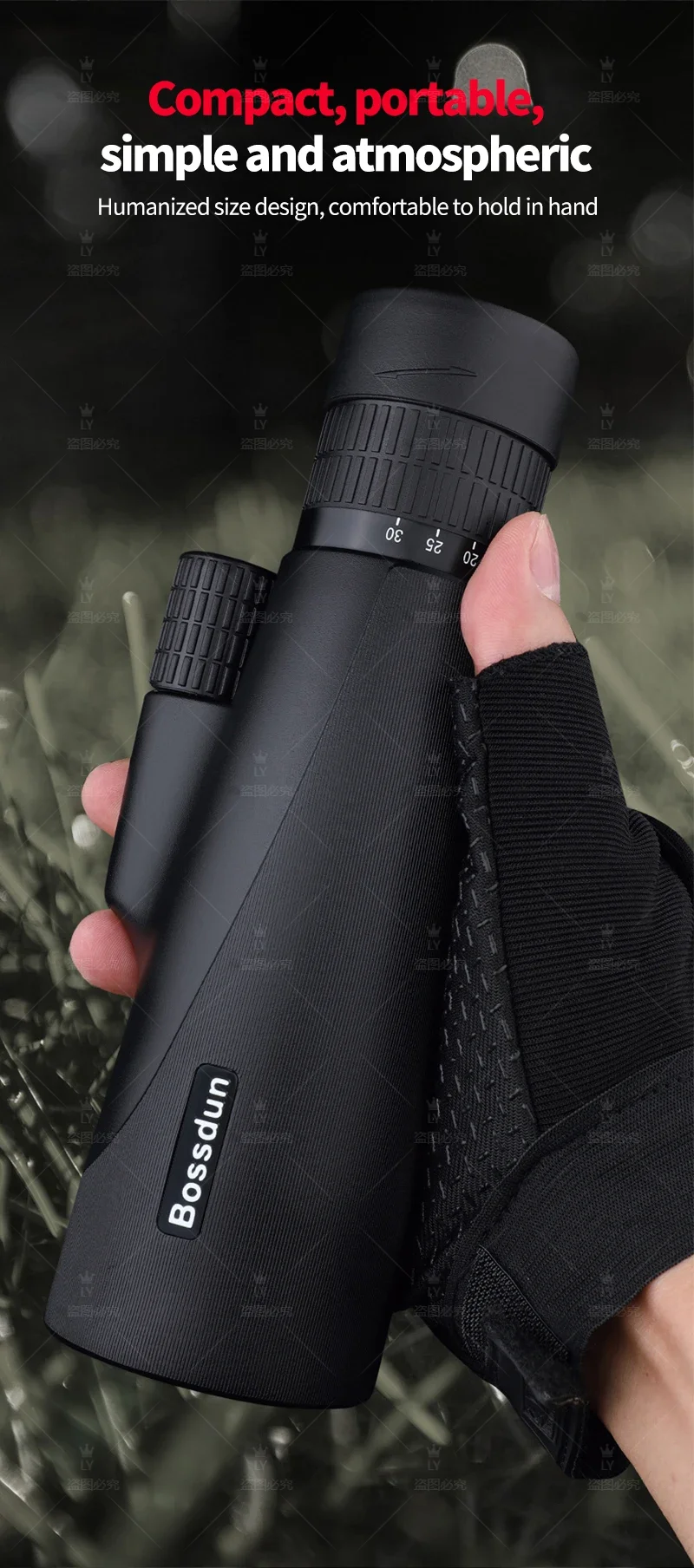 CAOX 10-30x50 Zoom HD Monokular-Teleskop für Vogelbeobachtung, Jagd, Camping - Inklusive Outdoor-Stativ & Handyhalterung – Detail 9