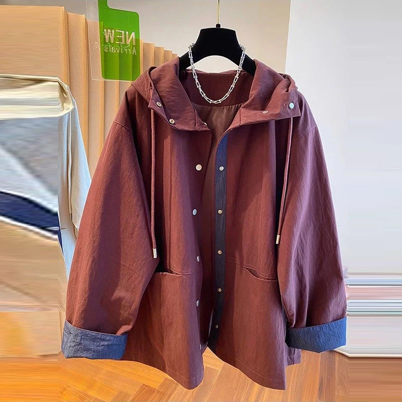 Spring jacket hooded casual trench coat women's baseball clothing fashion foreign style spring and autumn Korean version jacket