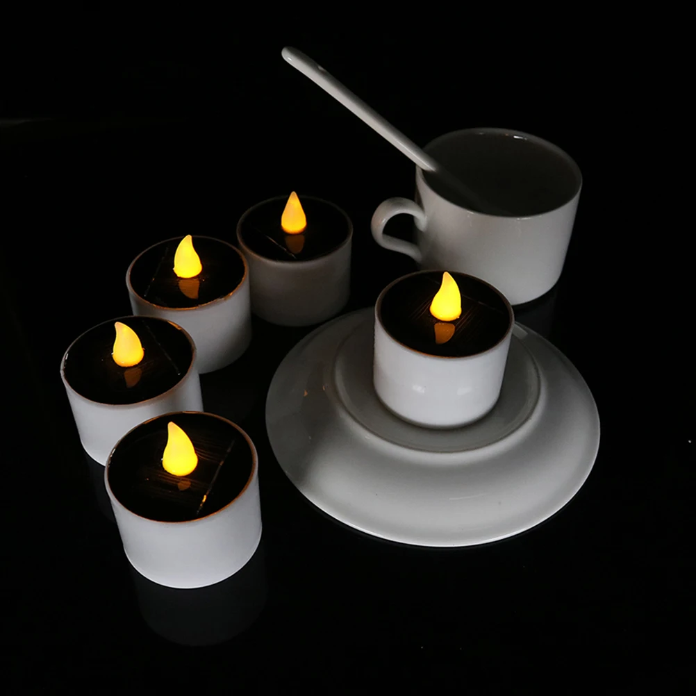 

4 Pcs Solar Light Candles Electronic Flameless Power LED Tealight Energy