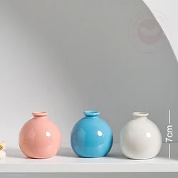 Small Ceramic Base Ins Simple Japanese Home Living Room Porch Decoration Vase White Pink Purple Blue Dry Flower Hydroponics 7cm