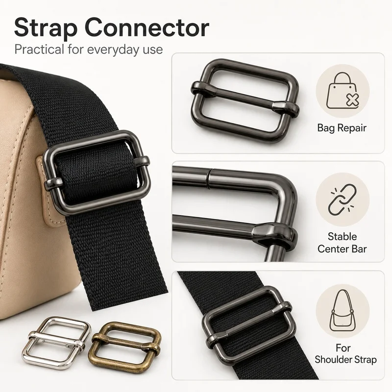 50/100Pcs 20-50mm Metal Rectangle Slider Buckles Zinc Alloy Strap Loop for Backpack Shoulder Adjustment Handbag Connector Repair