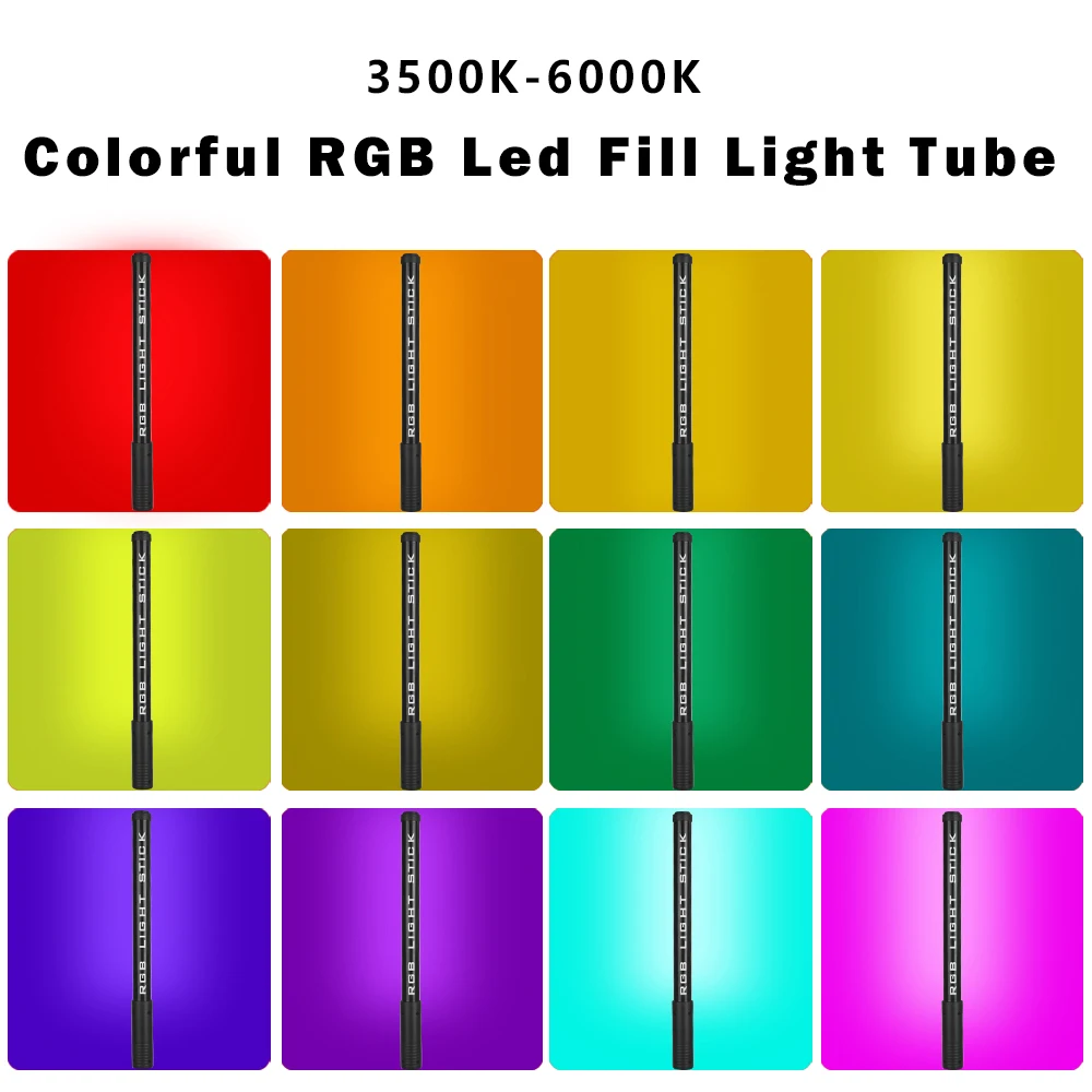 RGB Video Light Tube with Tripod Stand Remote Contrl Vlog Fill Light Photography Lamp Photo Studio Ligt for TikTok YOUTUBE Live