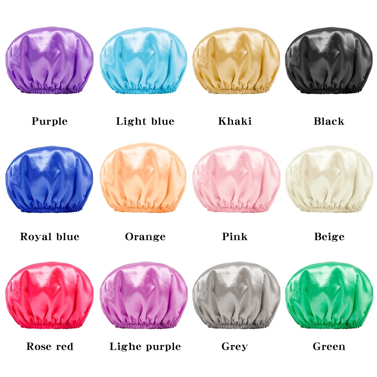 New Double Layer Shower Cap Women Waterproof  Bath Head Cover Bath Towel Bridesmaid Satin Silk Head Wrap Hair Dyed Baked Oil Cap