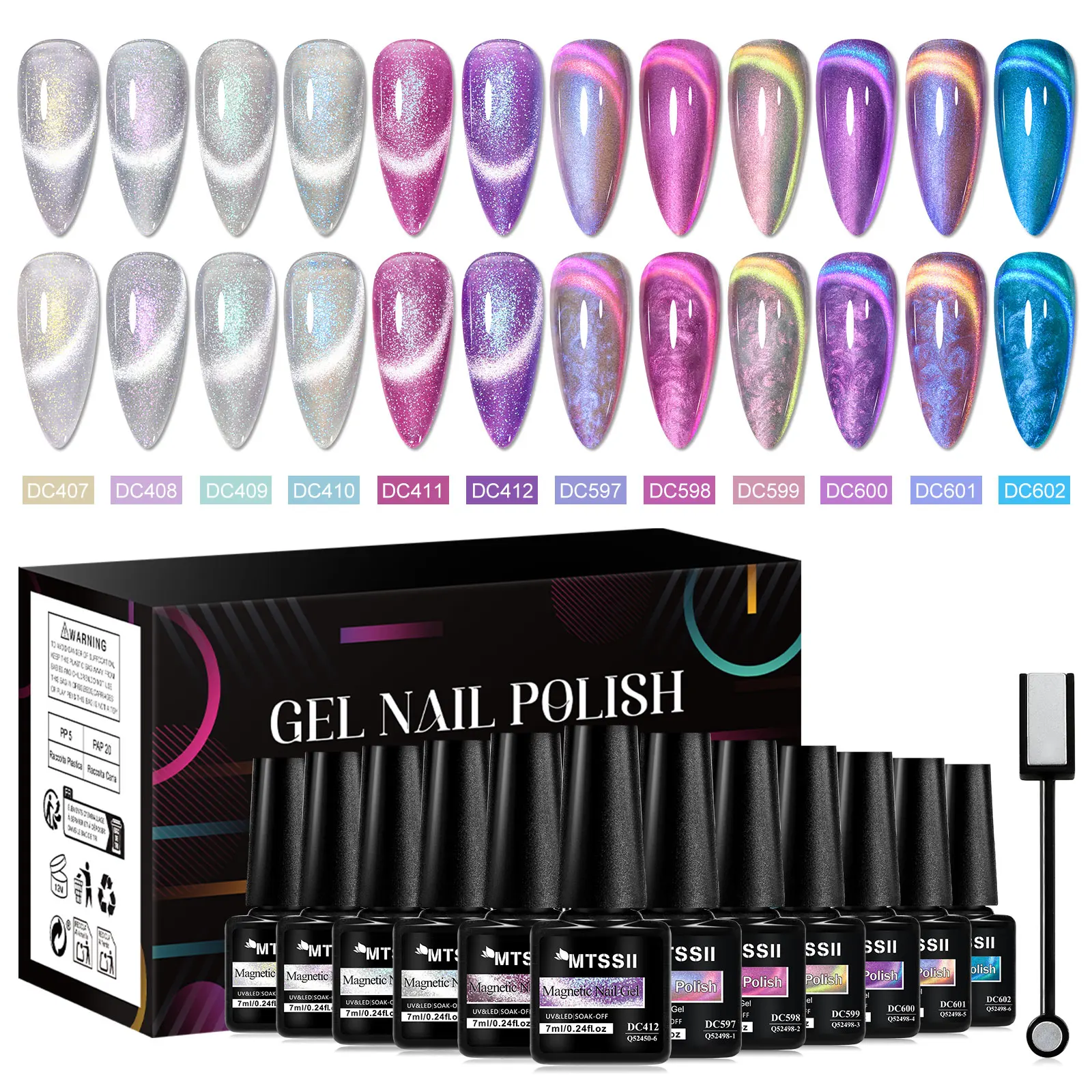

13pcs Auroras Glitter Cat Magnetic Gel Nail Polish Set Pearl Shimmer Effect Semi Permanent Soak Off UV Gel Varnish Nail Supplies